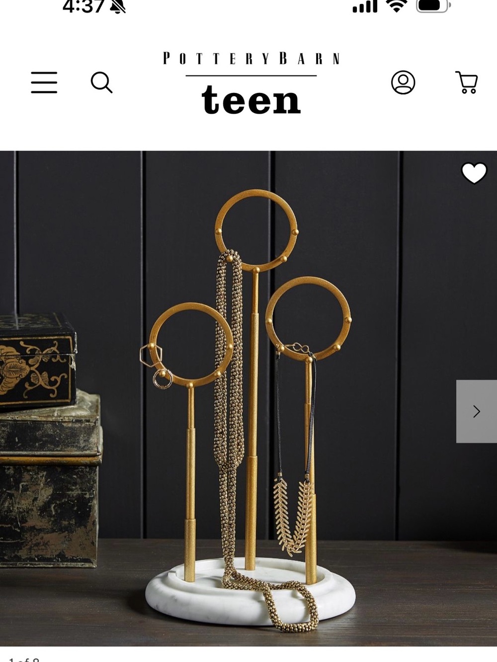 Pottery Barn Teen Gold and White Marble Ring Jewelry Tree